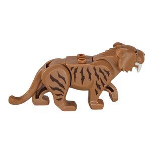 Lego Sabertooth Tiger Animal Minifigure Brown With Striped Details & Fangs